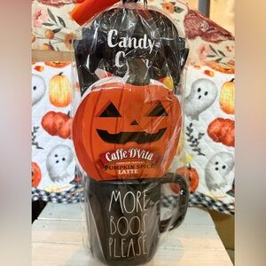 Rae Dunn Halloween Mug Set - Black and Orange